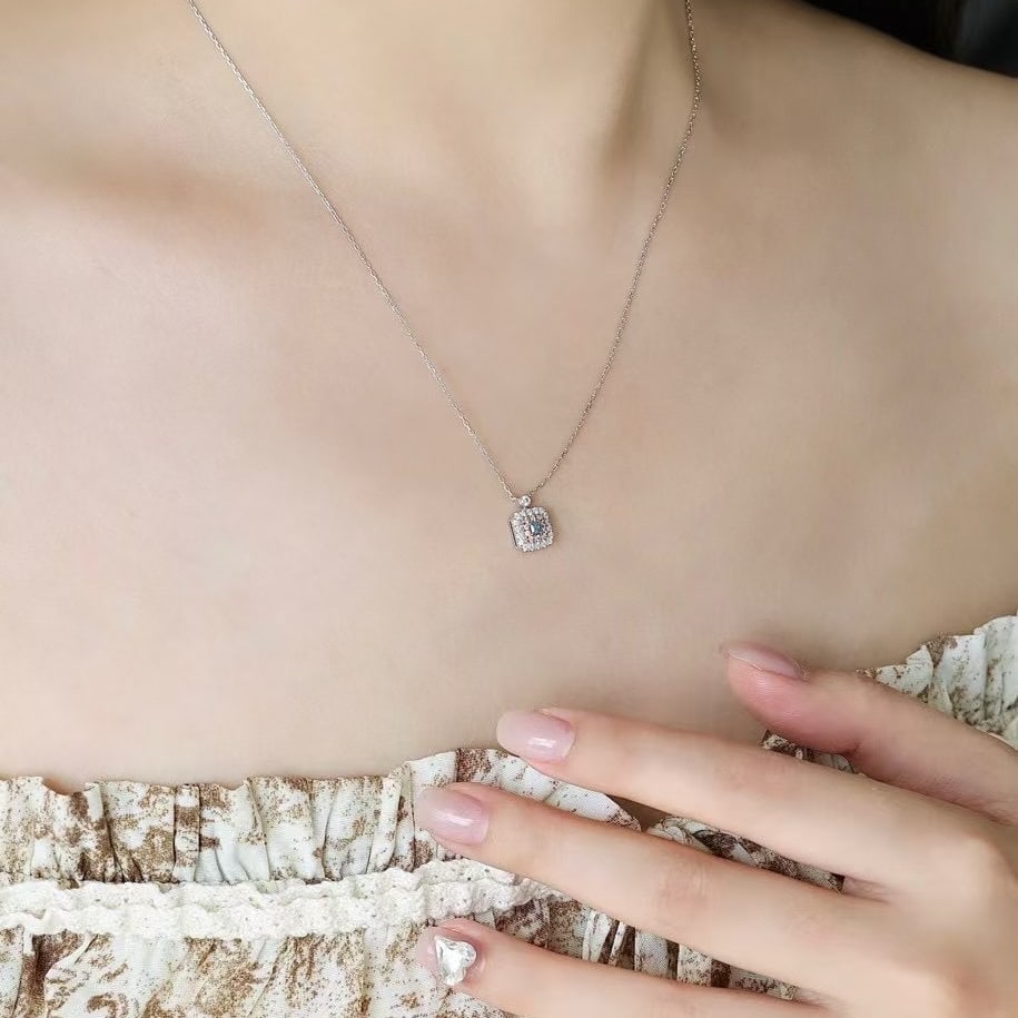 14k Gold 0.27 Ctw Natural Blue Diamond & Diamond Necklace - 2