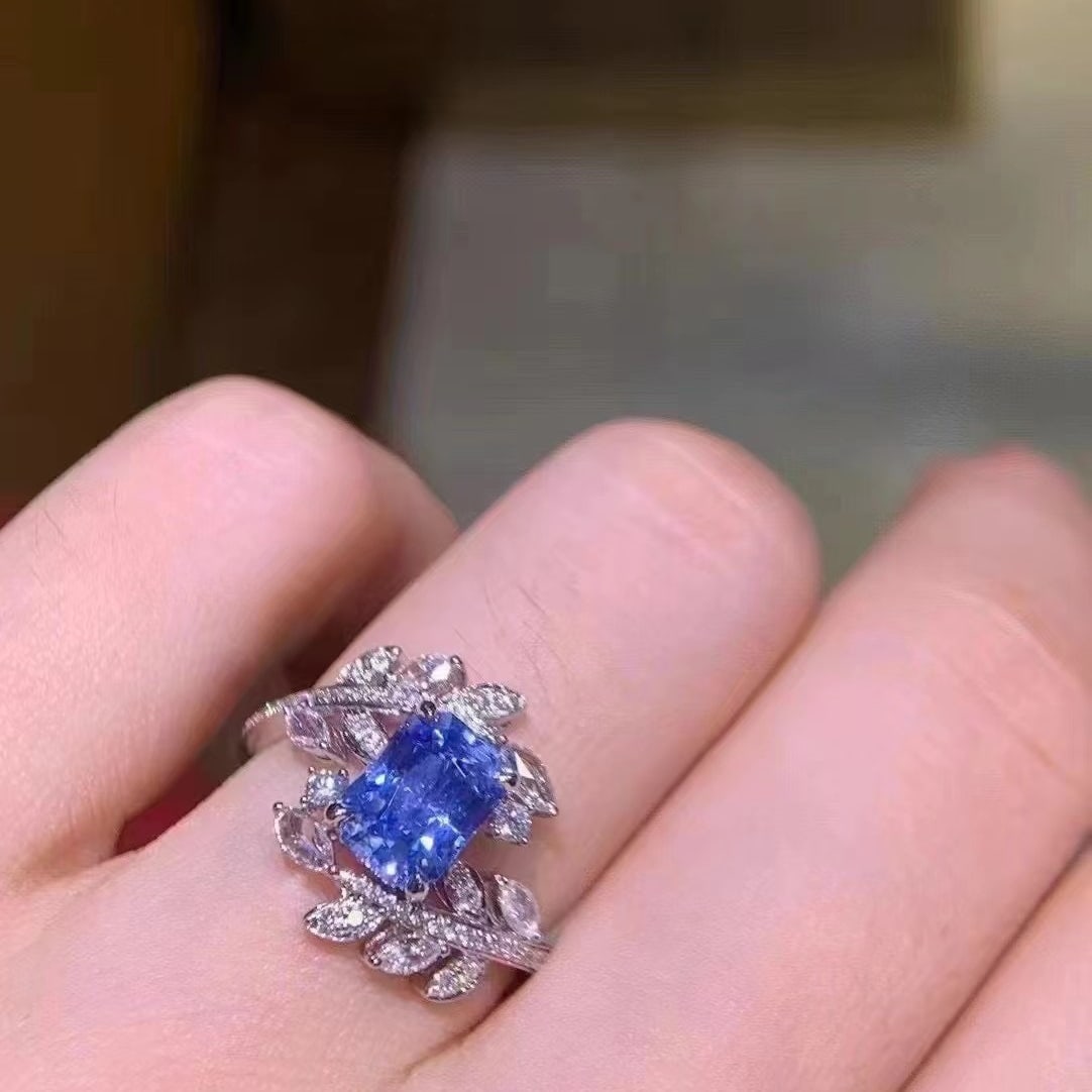 14k Gold 2.2 Ct Natural Sapphire & Diamond Ring - 4