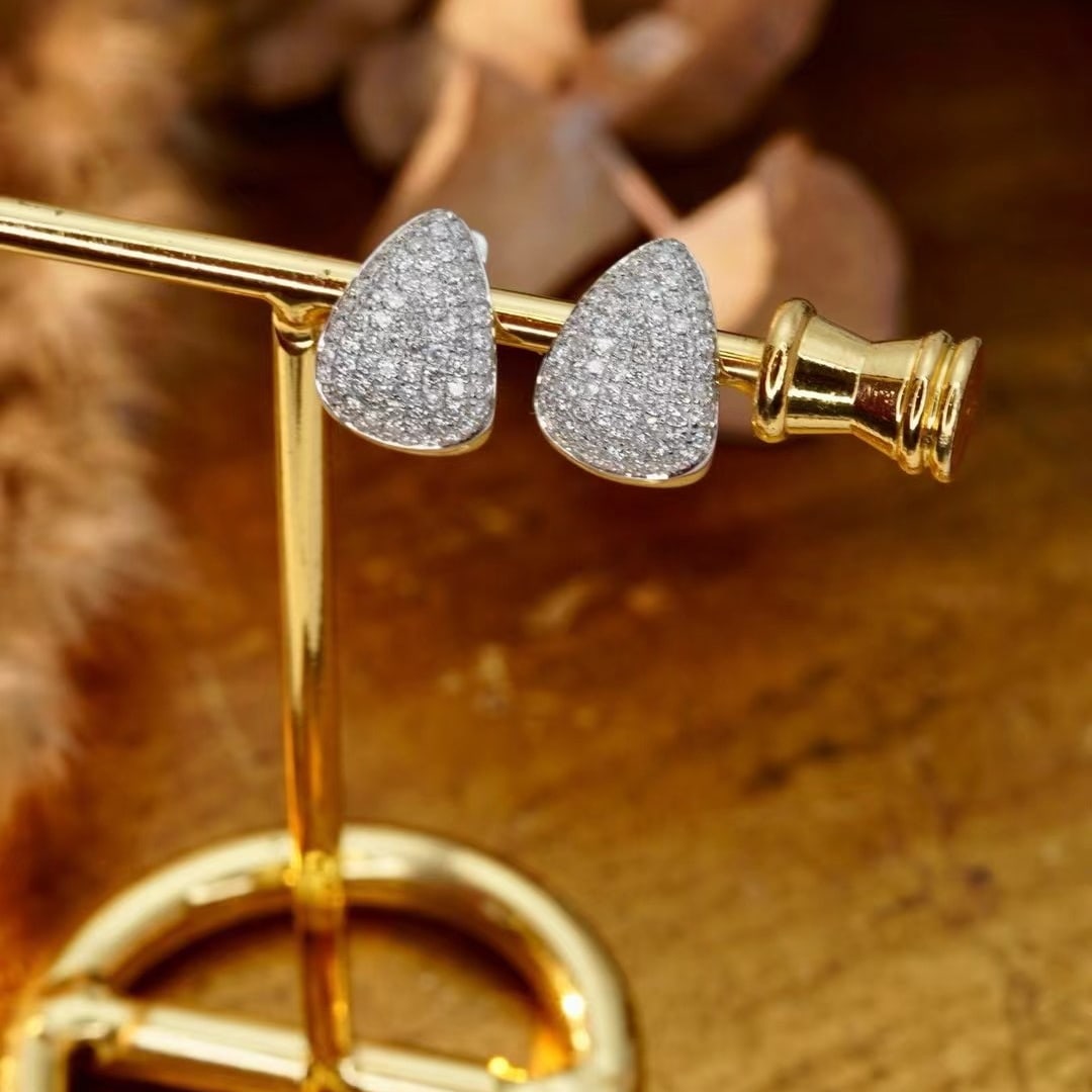 14k Gold 1.06 Ct Natural H Diamond Earrings - 4