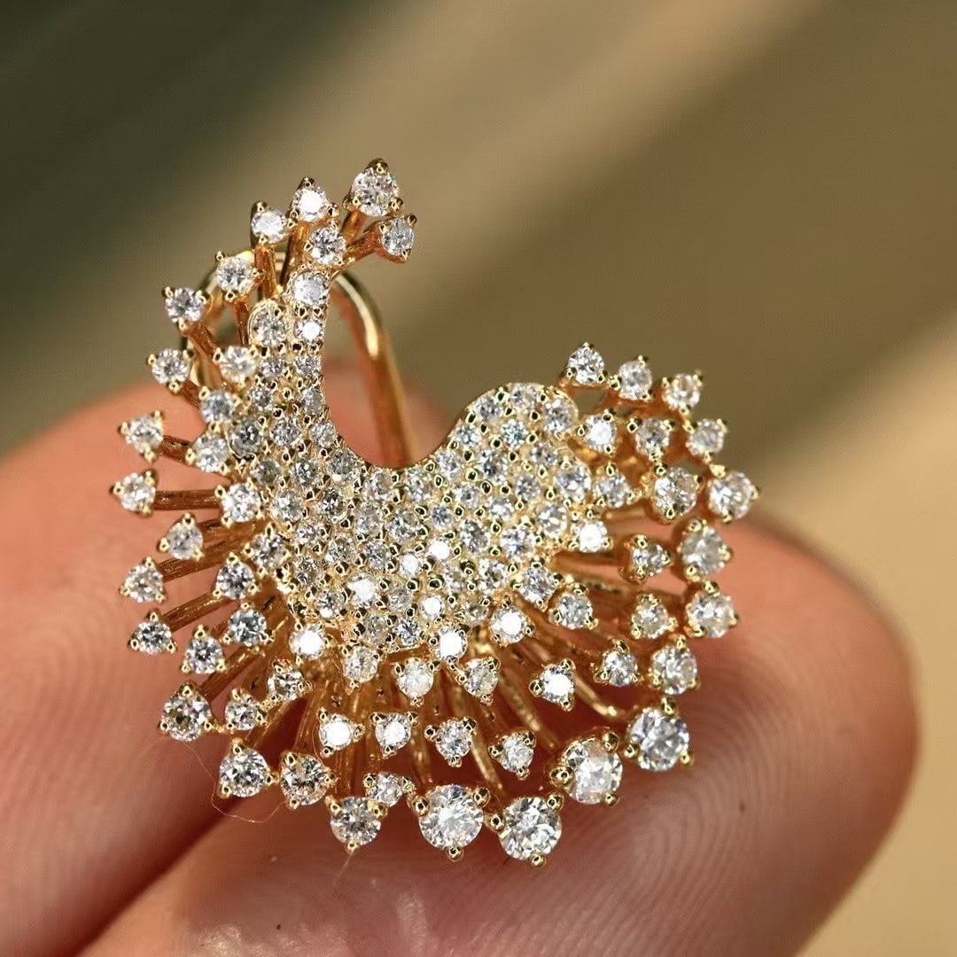 14k Gold 1.2 Ct Natural H Diamond Earrings - 5