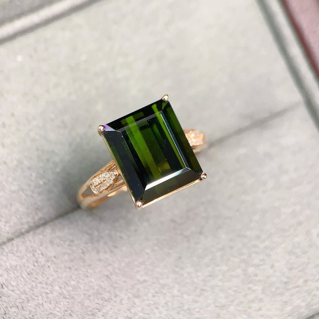 14k Gold 5.70 Ctw Natural Tourmaline & Diamond Ring - 3
