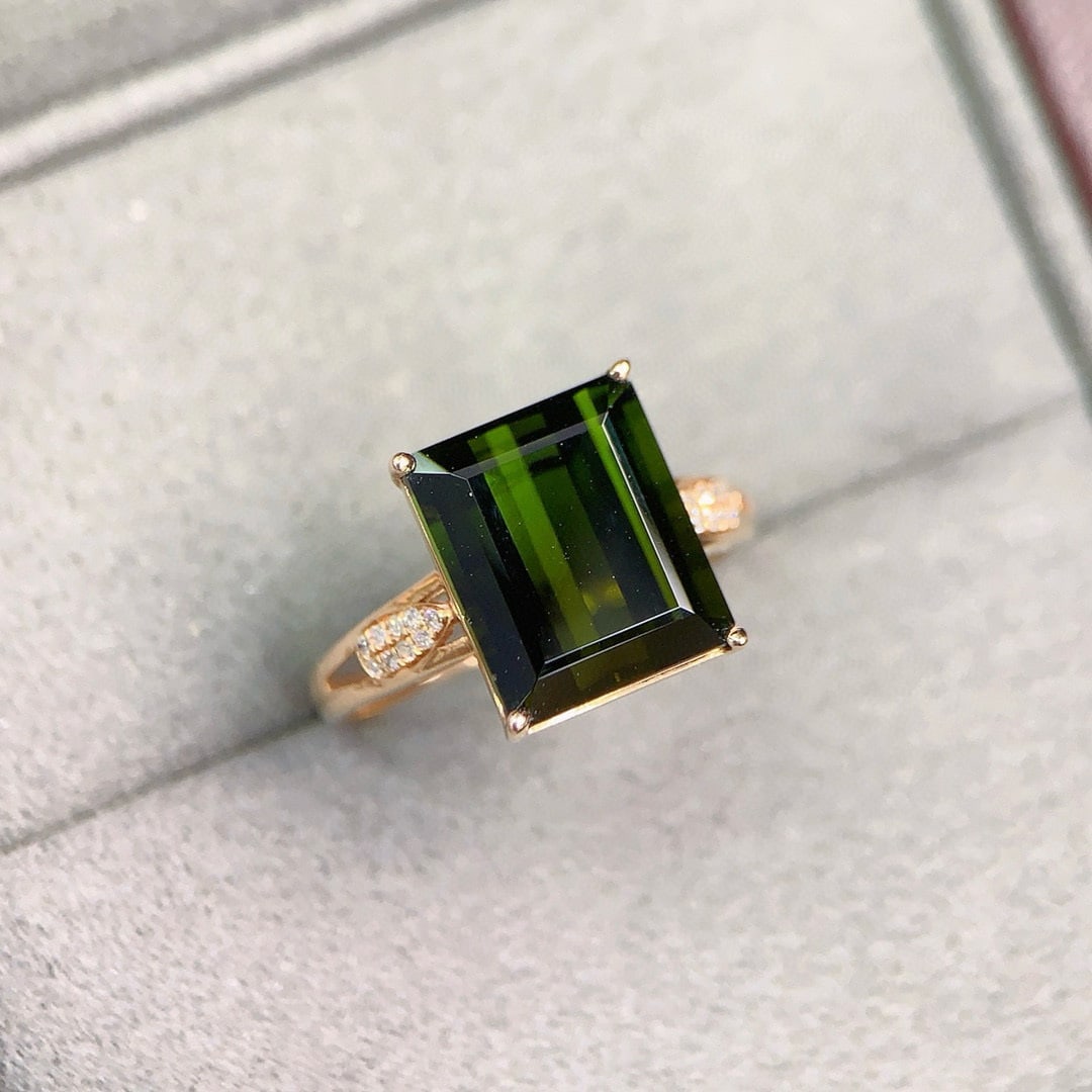 14k Gold 5.70 Ctw Natural Tourmaline & Diamond Ring - 4