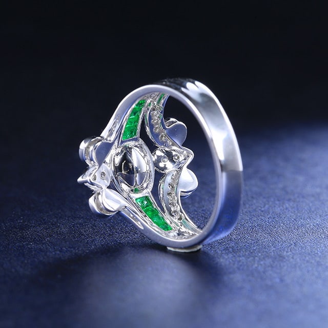 14k Gold 1.34 Ctw Vivid Green Natural Emerald & Diamond Ring - 4