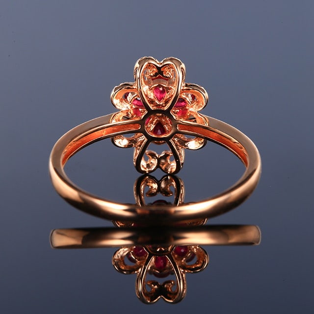 14k Gold 0.43 Ctw Natural Ruby & Diamond Ring - 4