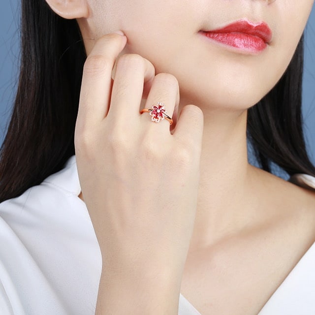 14k Gold 0.43 Ctw Natural Ruby & Diamond Ring - 6