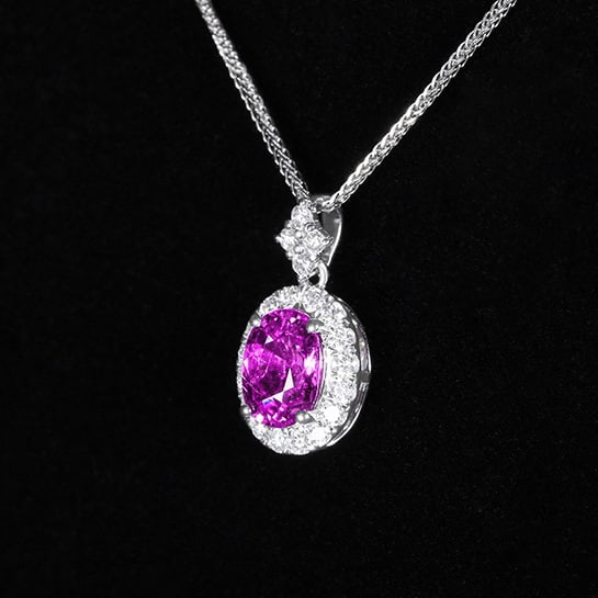 14k Gold 1.26 Ctw Natural Sapphire & Diamond Pendant( Without Chain ) - 2
