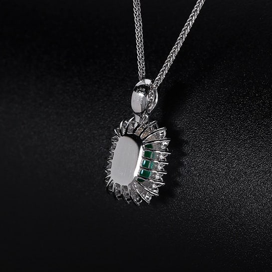 14k Gold 1.02 Ctw Vivid Green Natural Emerald & Diamond Pendant( Without Chain ) - 4