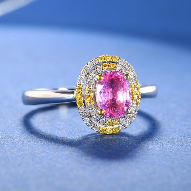 14k Gold 1.25 Ctw Natural Padparadscha Sapphire & Diamond Ring - 2