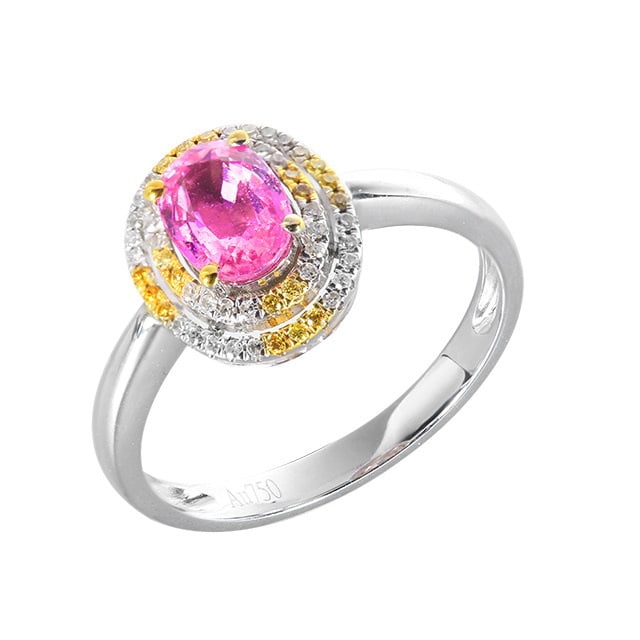 14k Gold 1.25 Ctw Natural Padparadscha Sapphire & Diamond Ring - 5