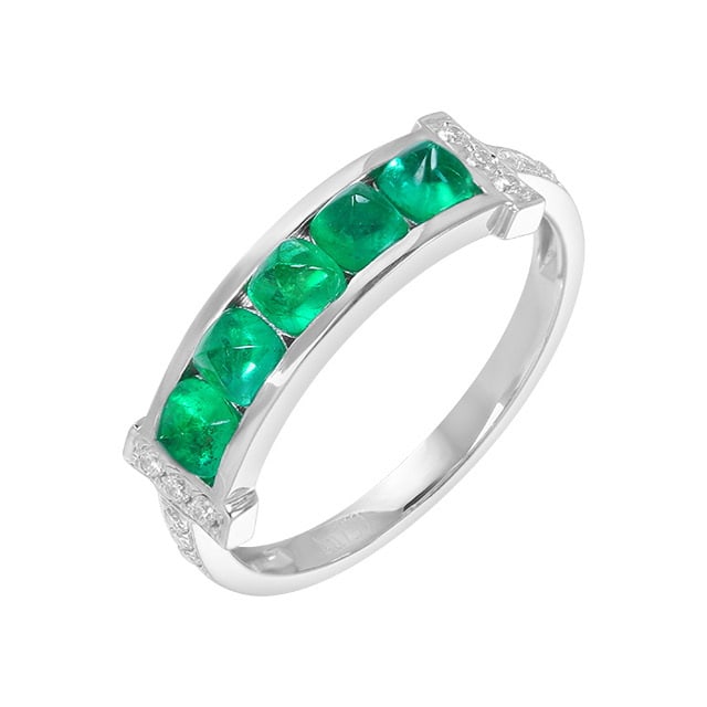 14k Gold 1.20 Ctw Vivid Green Natural Emerald & Diamond Ring - 5