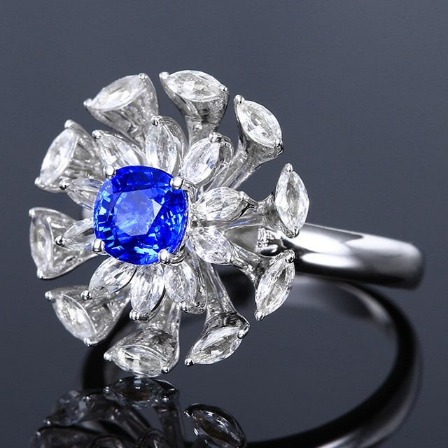 14k Gold 2.35 Ctw Natural Sapphire & Sapphire Ring - 2