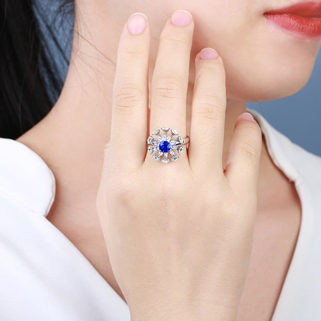 14k Gold 2.35 Ctw Natural Sapphire & Sapphire Ring - 6