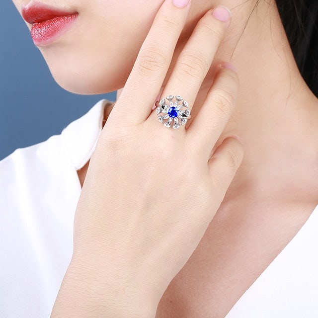 14k Gold 2.35 Ctw Natural Sapphire & Sapphire Ring - 7