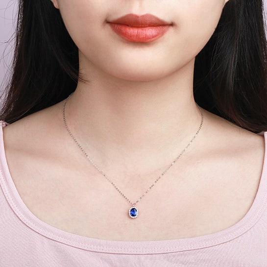 14k Gold 1.18 Ctw Natural Sapphire & Diamond Necklace - 5