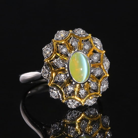 14k Gold 1.06 Ctw Natural Cat's?Eye & Diamond Ring - 2