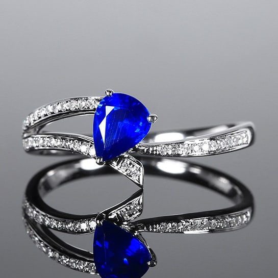 14k Gold 0.74 Ctw Natural Sapphire & Diamond Ring - 2