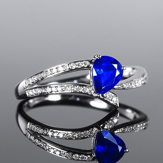 14k Gold 0.74 Ctw Natural Sapphire & Diamond Ring - 3