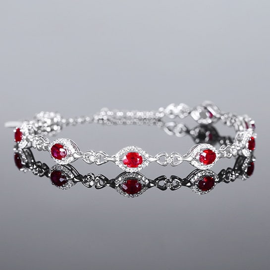 14k Gold 2.26 Ctw Natural Ruby & Diamond Bracelet - 2