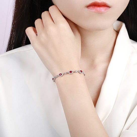 14k Gold 2.26 Ctw Natural Ruby & Diamond Bracelet - 5
