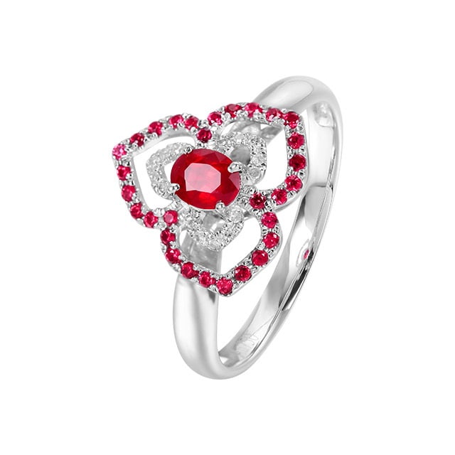 14k Gold 0.38 Ctw Natural Ruby & Diamond Ring - 5