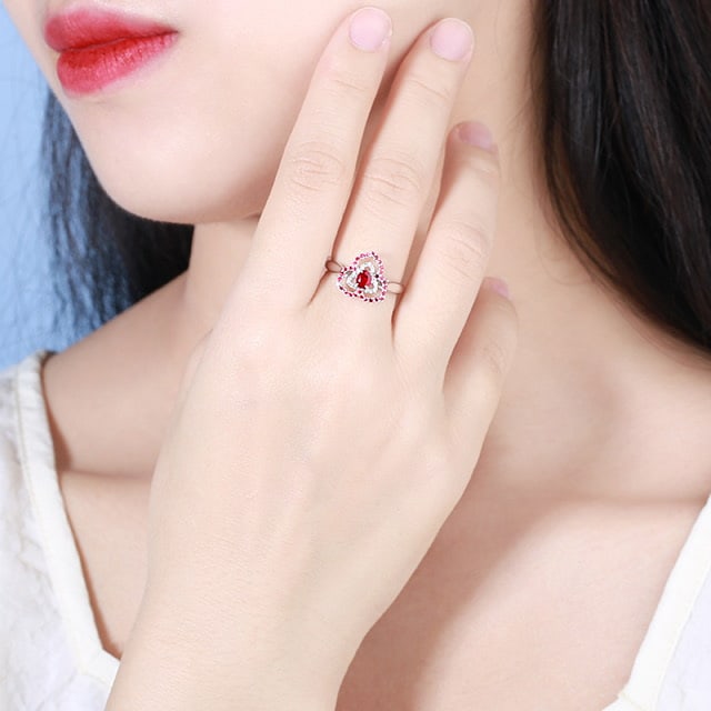 14k Gold 0.38 Ctw Natural Ruby & Diamond Ring - 6