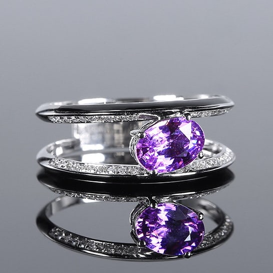 14k Gold 0.94 Ctw Natural Sapphire & Diamond Ring - 2