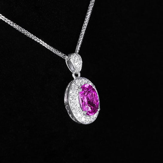 14k Gold 1.36 Ctw Natural Sapphire & Diamond Pendant( Without Chain ) - 2