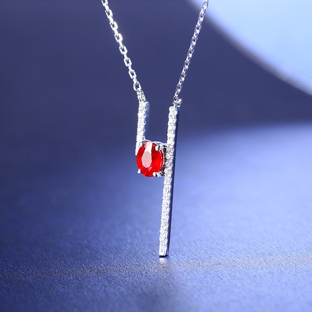 14k Gold 0.44 Ctw Natural Ruby & Diamond Necklace - 2