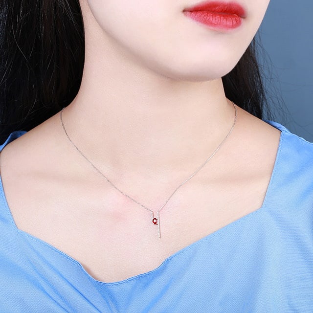 14k Gold 0.44 Ctw Natural Ruby & Diamond Necklace - 6