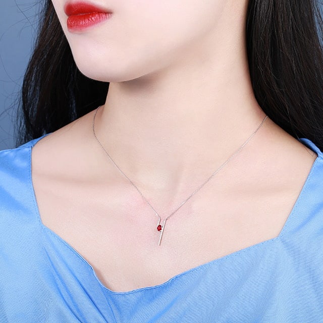 14k Gold 0.44 Ctw Natural Ruby & Diamond Necklace - 7