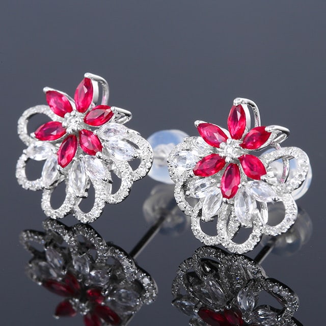 14k Gold 1.24 Ctw Natural Ruby & Diamond Earrings - 2