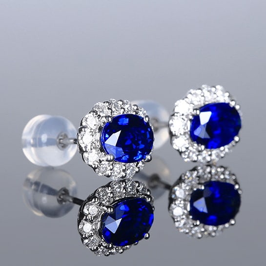14k Gold 2.32 Ctw Natural Sapphire & Diamond Earrings - 3