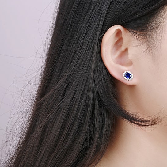 14k Gold 2.32 Ctw Natural Sapphire & Diamond Earrings - 6