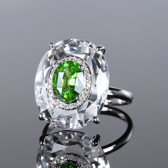 14k Gold 1.66 Ctw Natural Tsavorite & Diamond Ring - 2