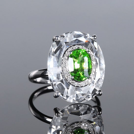 14k Gold 1.66 Ctw Natural Tsavorite & Diamond Ring - 3