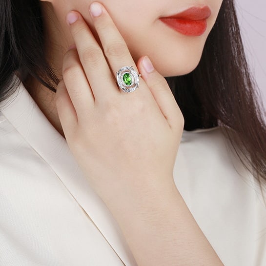 14k Gold 1.66 Ctw Natural Tsavorite & Diamond Ring - 6