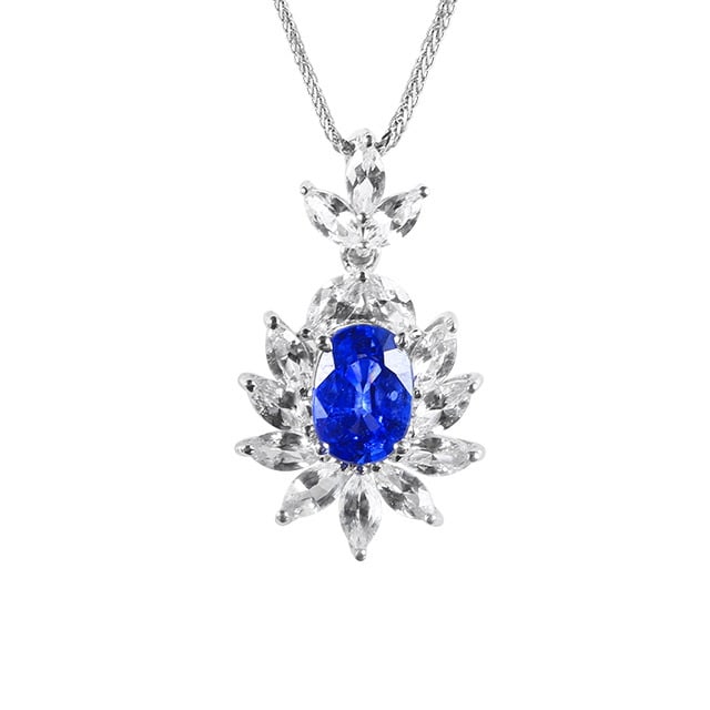 14k Gold 2.40 Ctw Natural Sapphire & Sapphire Pendant( Without Chain ) - 5
