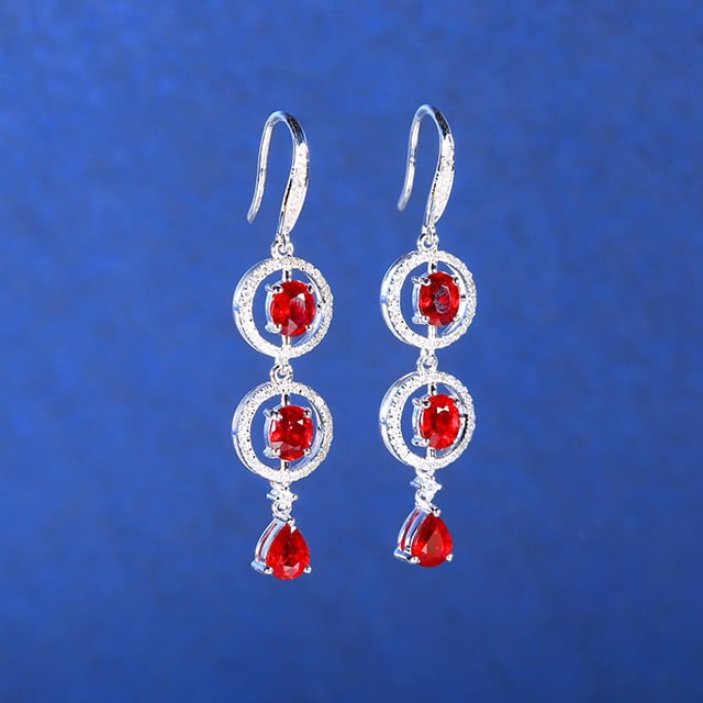 14k Gold 2.73 Ctw Natural Ruby & Diamond Earrings - 3