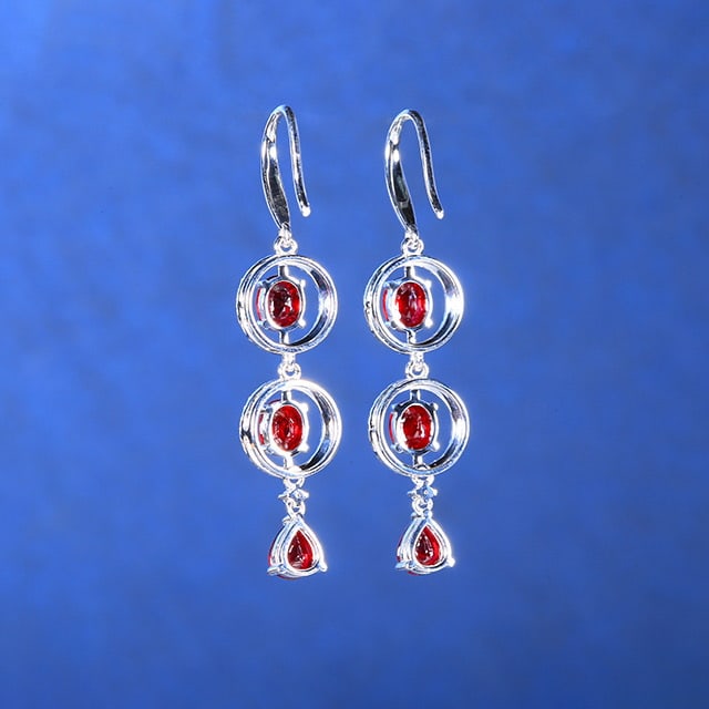 14k Gold 2.73 Ctw Natural Ruby & Diamond Earrings - 4