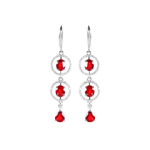 14k Gold 2.73 Ctw Natural Ruby & Diamond Earrings - 5