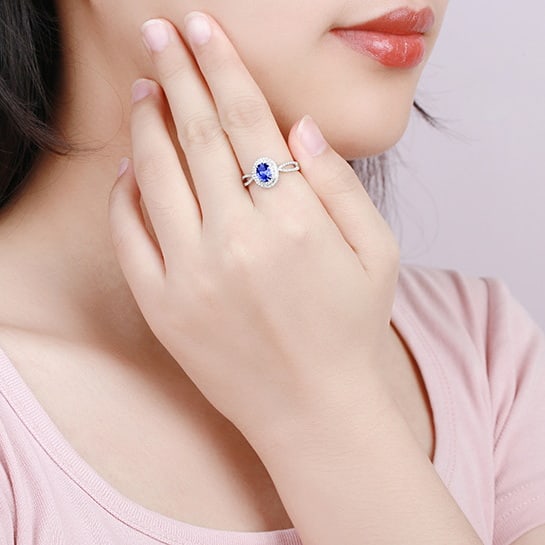14k Gold 1.02 Ctw Natural Sapphire & Diamond Ring - 6