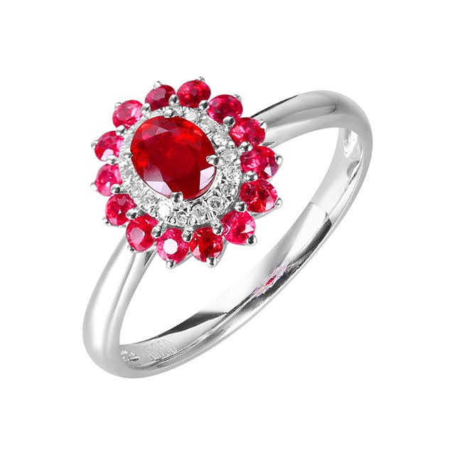 14k Gold 0.87 Ctw Natural Ruby & Diamond Ring - 5