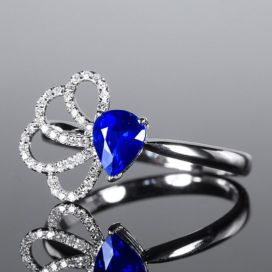 14k Gold 0.85 Ctw Natural Sapphire & Diamond Ring - 2
