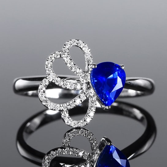 14k Gold 0.85 Ctw Natural Sapphire & Diamond Ring - 3