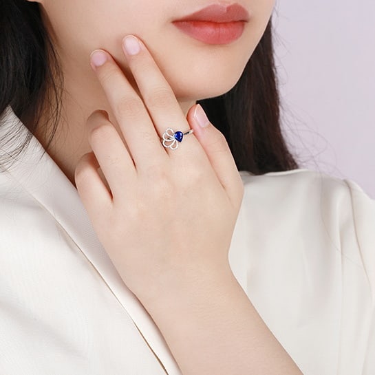 14k Gold 0.85 Ctw Natural Sapphire & Diamond Ring - 6