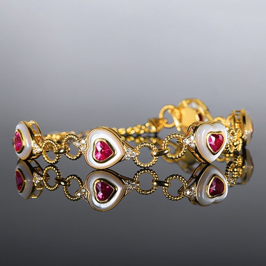14k Gold 2.71 Ctw Natural Ruby & Diamond Bracelet - 3