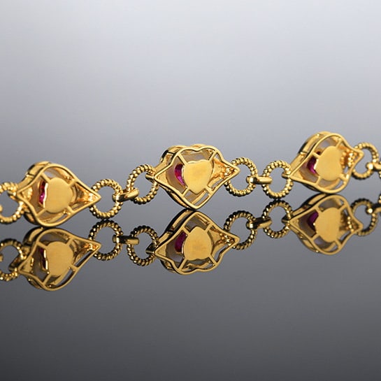 14k Gold 2.71 Ctw Natural Ruby & Diamond Bracelet - 4