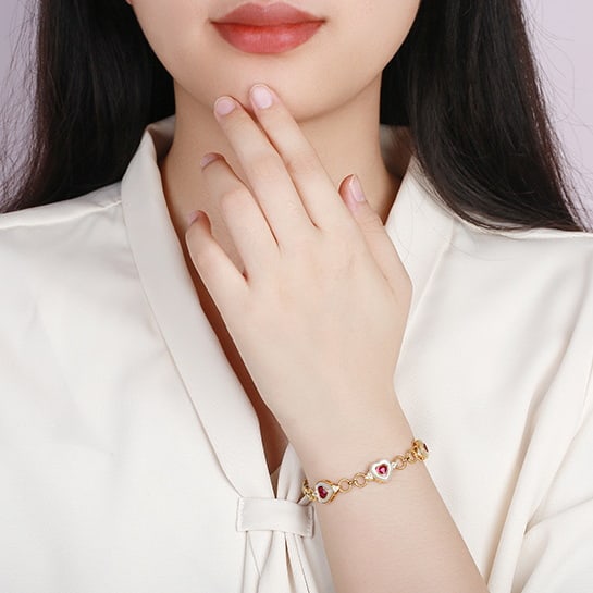 14k Gold 2.71 Ctw Natural Ruby & Diamond Bracelet - 5