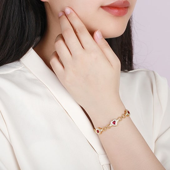 14k Gold 2.71 Ctw Natural Ruby & Diamond Bracelet - 6