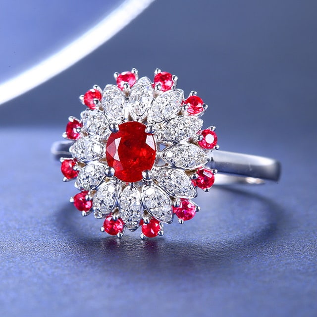 14k Gold 0.74 Ctw Natural Ruby & Diamond Ring - 3